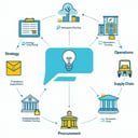 An icon representing management consulting typically features elements that symbolize strategic planning and problemsolving The key areas are strategy operations supply chain procurement-1