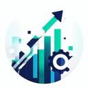 An icon representing revenue operations consulting could feature a sleek modern design that combines elements symbolizing strategy and analytics such as a upwardpointing arrow or a bar graph intertwined with gears or cogs to represent the operational-1