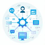 The icon representing IT Service Management should visually encapsulate the core functionalities of leading software solutions such as ServiceNow Atlassian and Ivanti This can be achieved by incorporating elements that symbolize service workflows inc-1